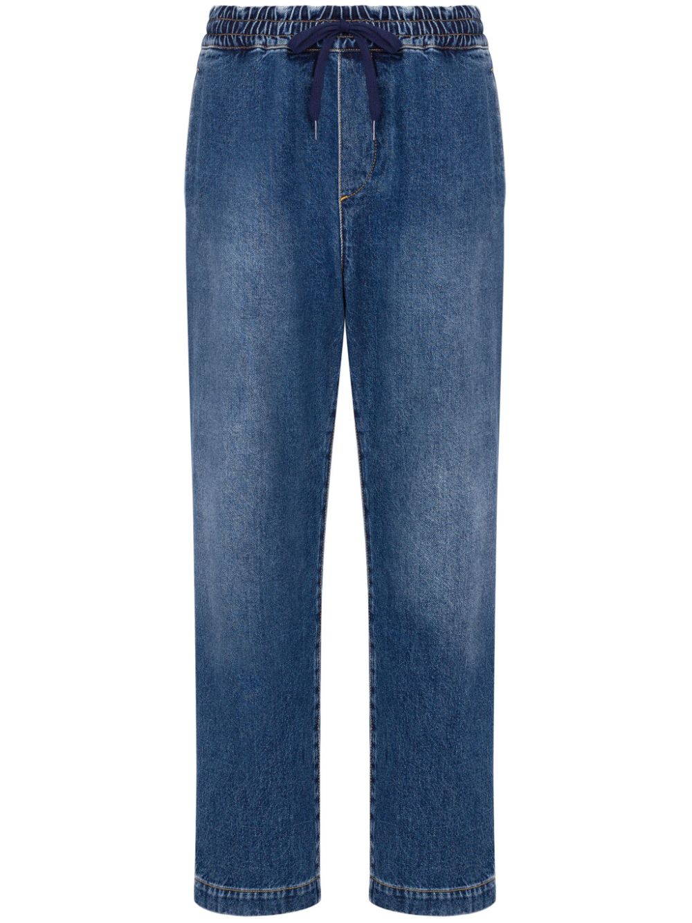 Logo-appliqué straight-leg jeans - Blue