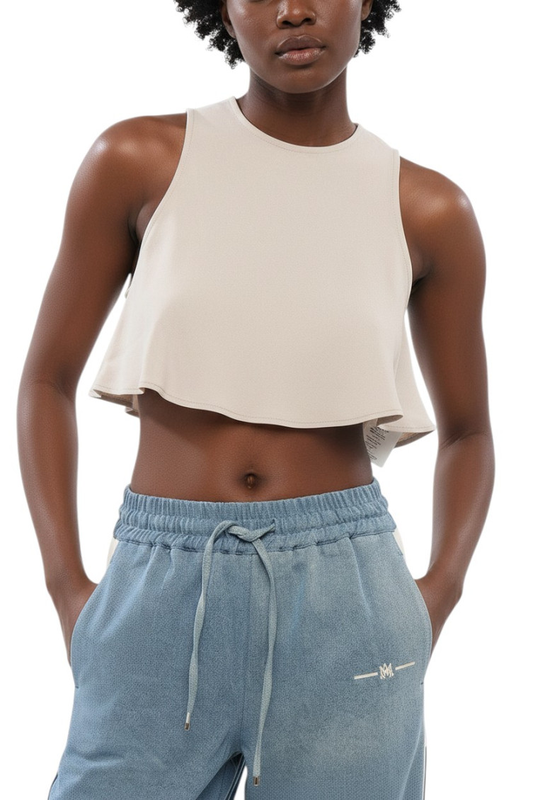Beige Crew Neck Top