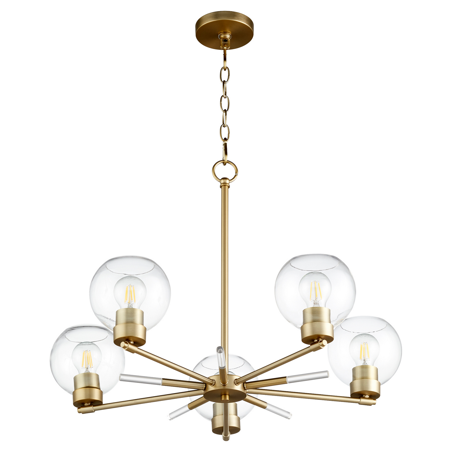 Aged Brass Five Light Chandelier from the Voln Collection