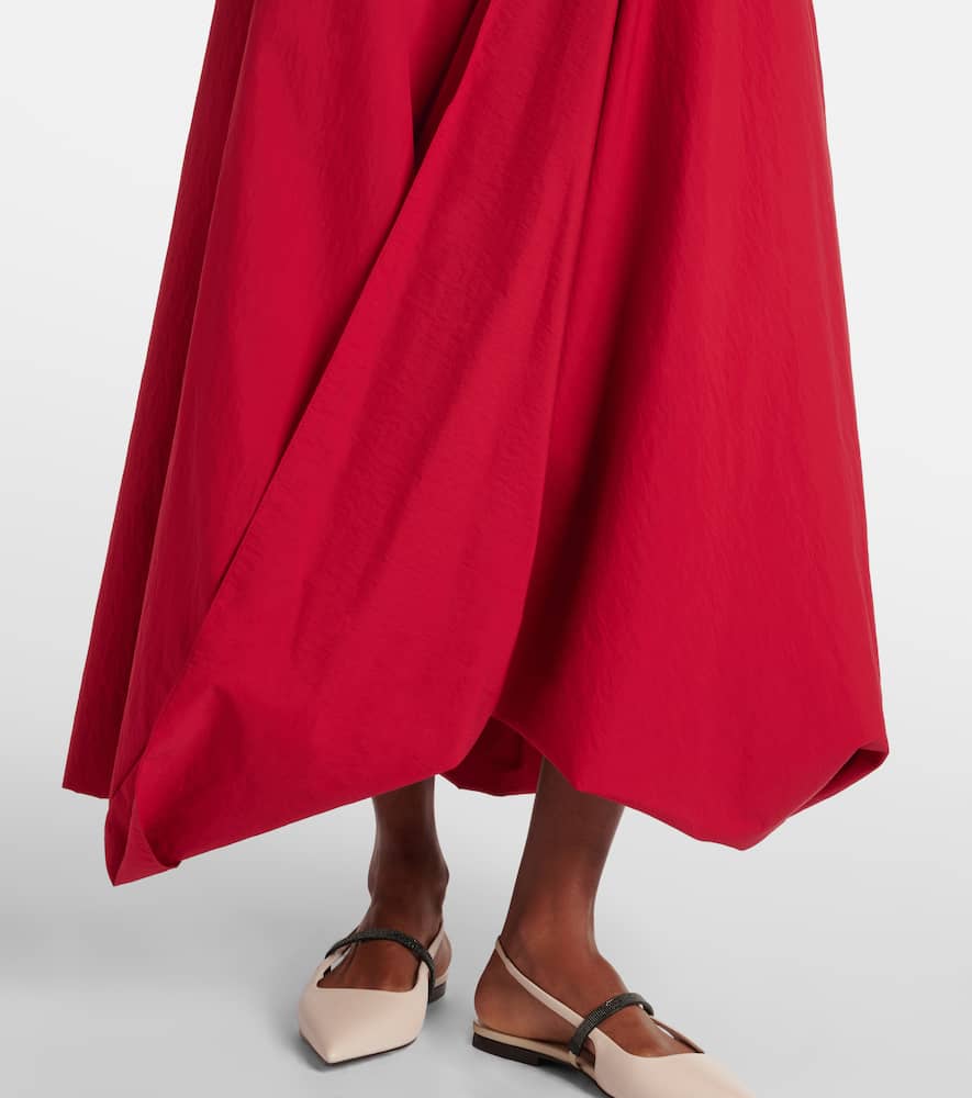 Cotton-blend midi skirt