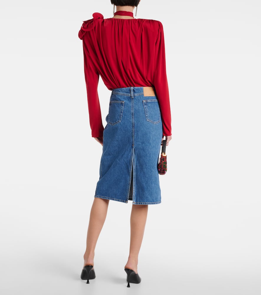 Denim midi skirt