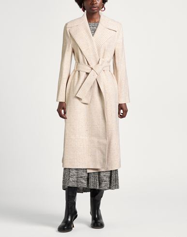 Woman Overcoat & Trench Coat Sand Size 4 Wool, Silk, Cotton, Viscose