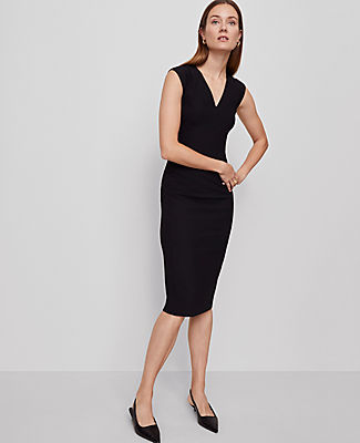 Ann Taylor The Petite Seamed V-Neck Sheath Dress in Bi-Stretch