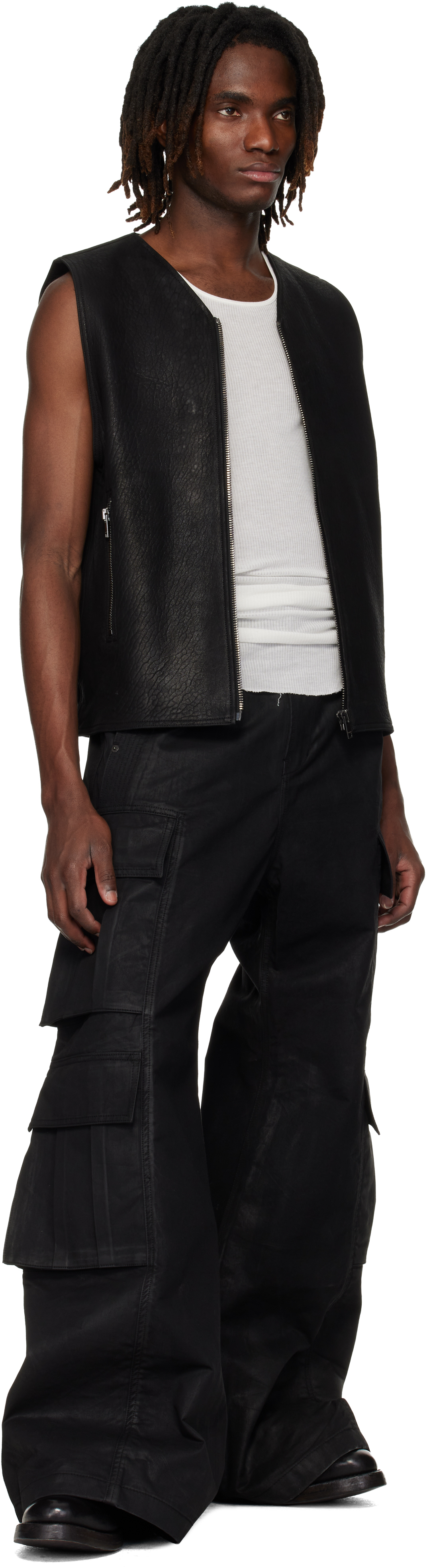 Black Zip Leather Vest
