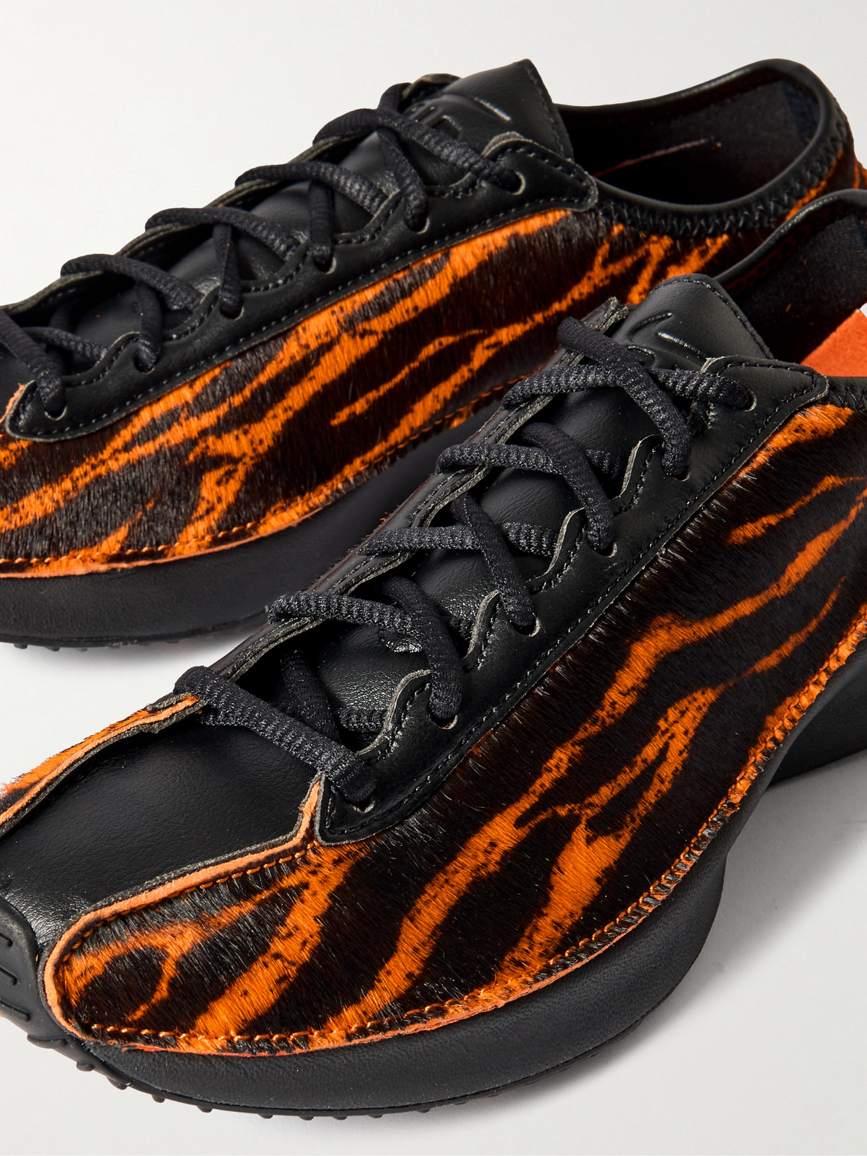 Air Superfly Lx Cheetah-print Calf Hair And Leather Sneakers - Orange