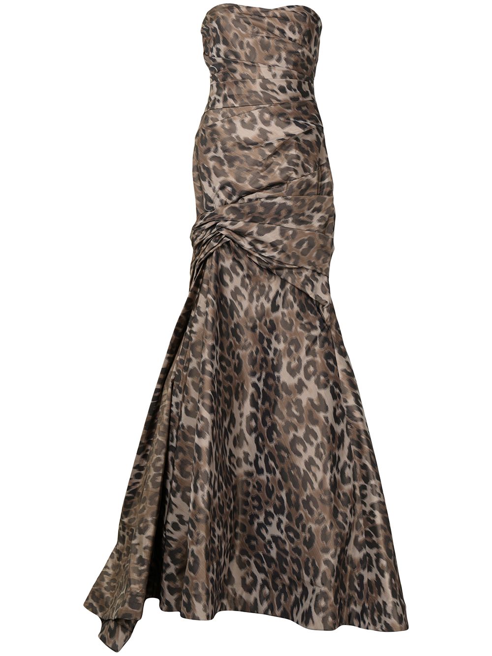 Cold-shoulder leopard print gown - Brown