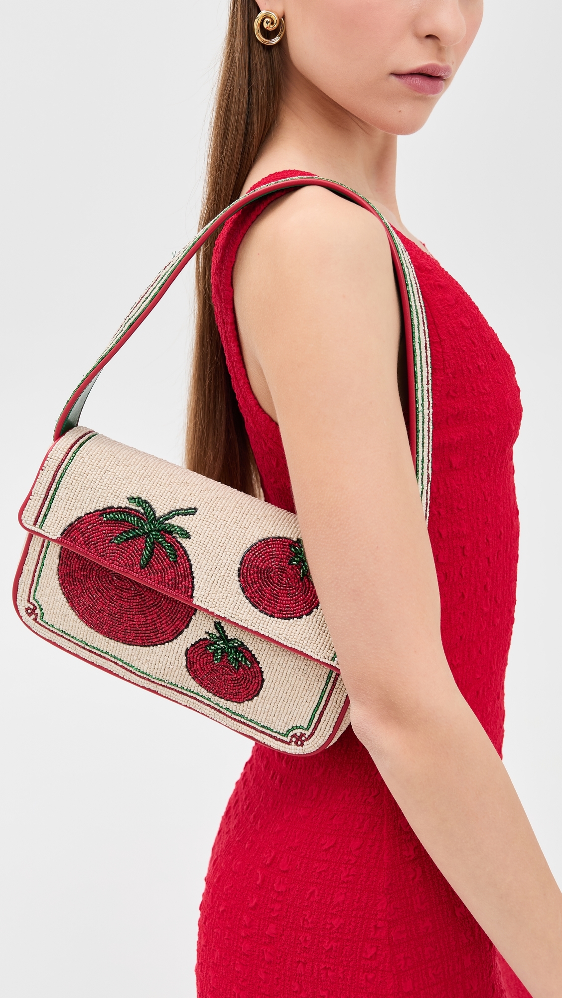 STAUD Tommy Beaded Bag Tomato One Size