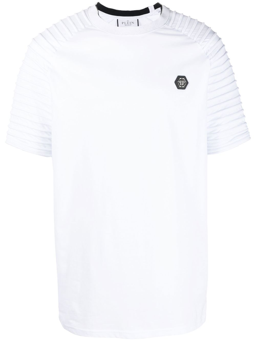 Pleat-detail logo T-shirt - White