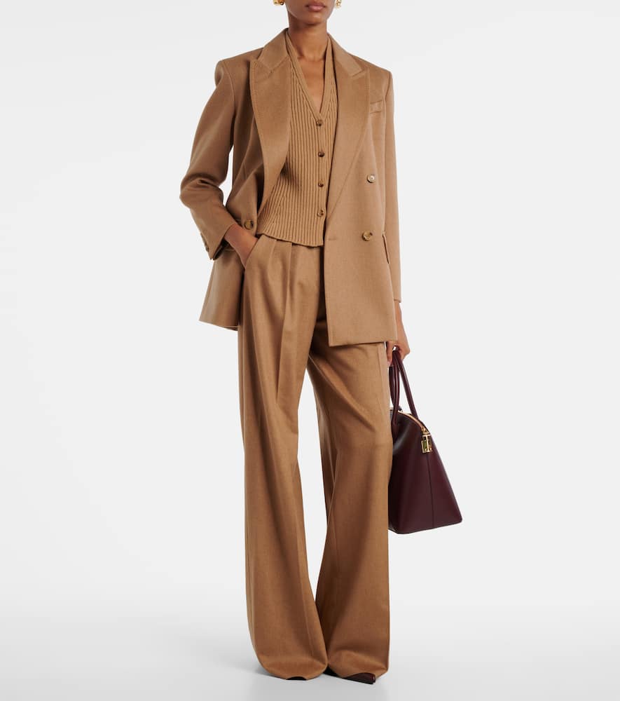 Madre paneled wool-blend and satin vest