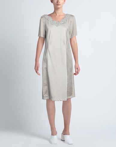 Woman Midi dress Taupe Size 10 Linen, Cotton, Elastane