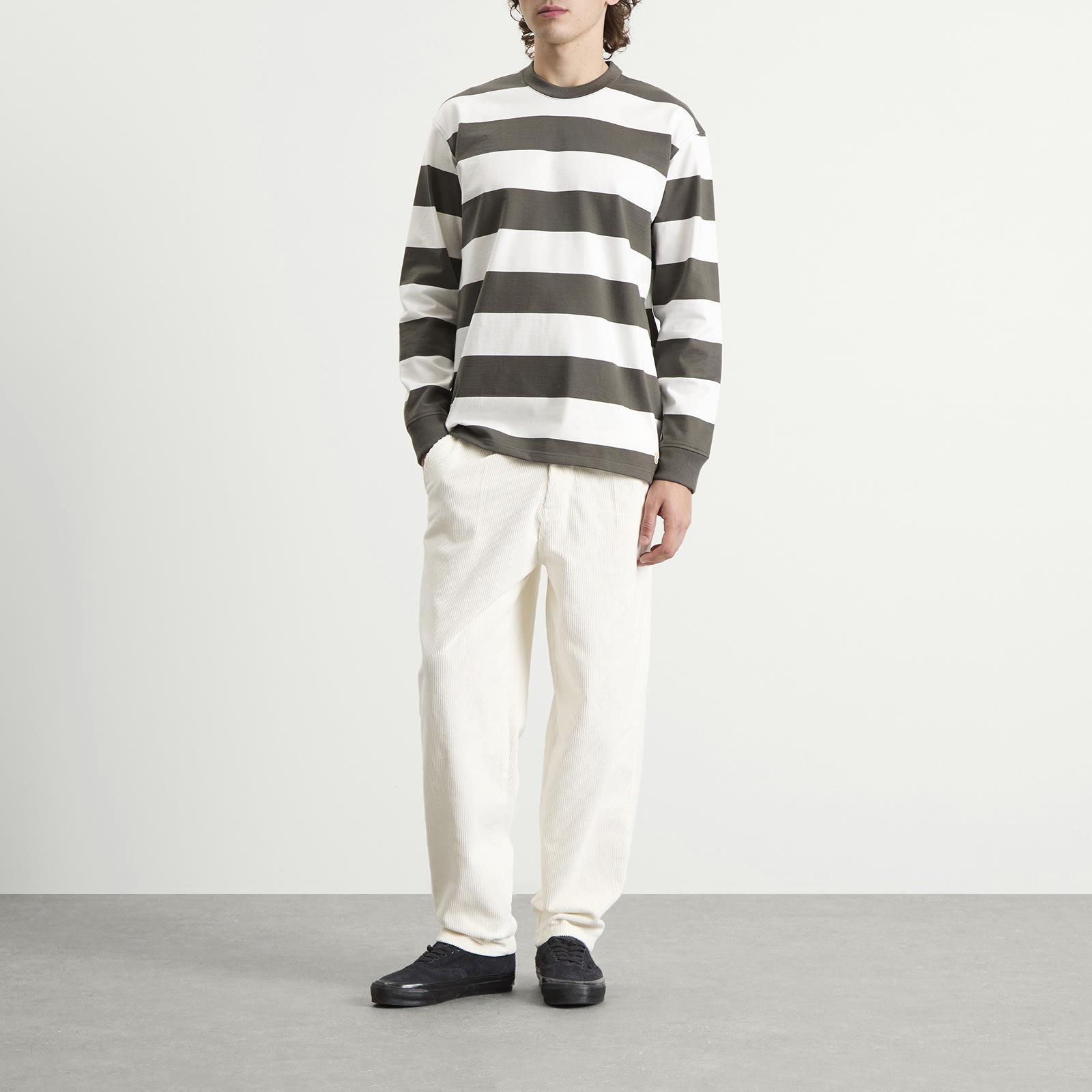 Men's Long Sleeve Wide Stripe T-Shirt Chimera/Milk