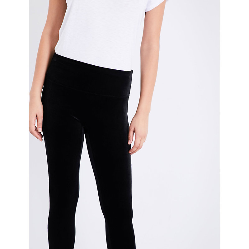 Womens Black Velvet Leggings