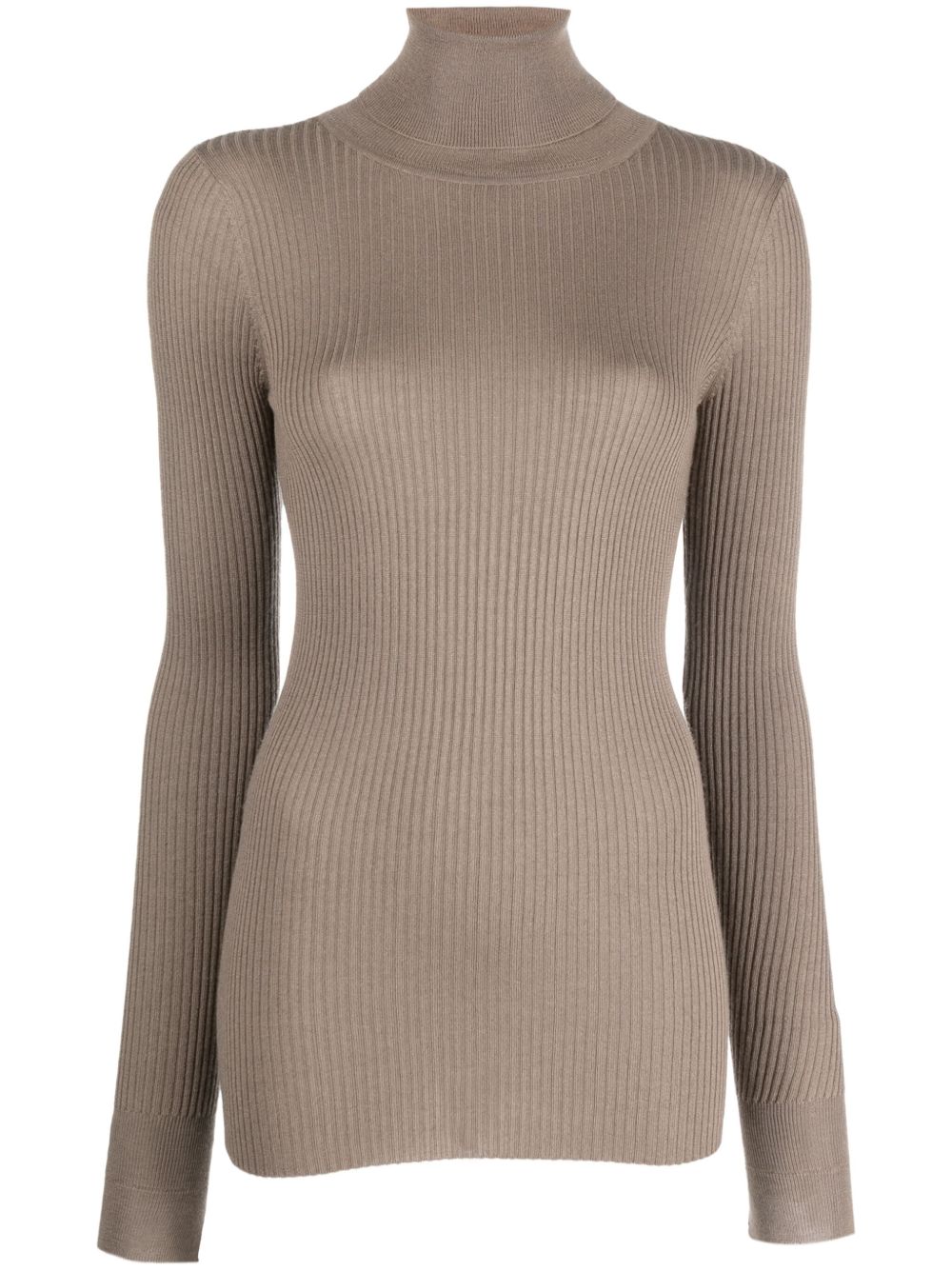 Ribbed-knit roll-neck jumper - Neutrals