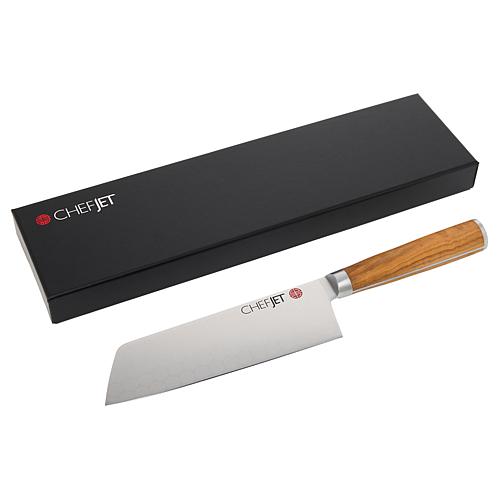 "Jet Tila 7"" Laser-Etched Full Tang Chef Deba Knife in Gift Box"