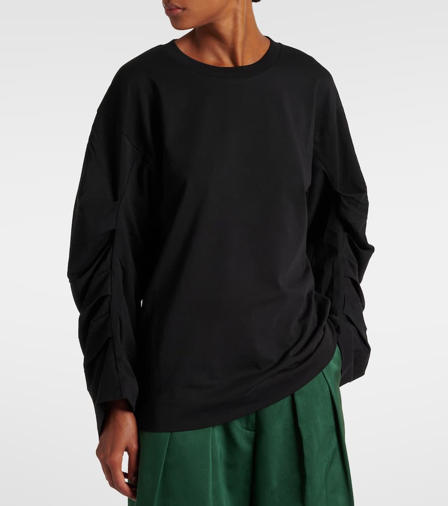 Ruched cotton jersey sweatshirt