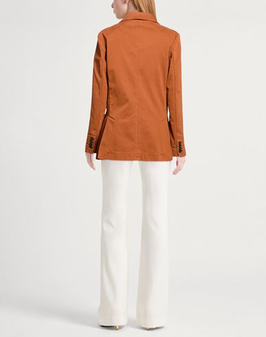 Woman Blazer Tan Size 8 Cotton, Elastane