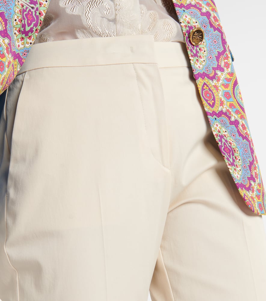 High-rise cotton-blend tapered pants