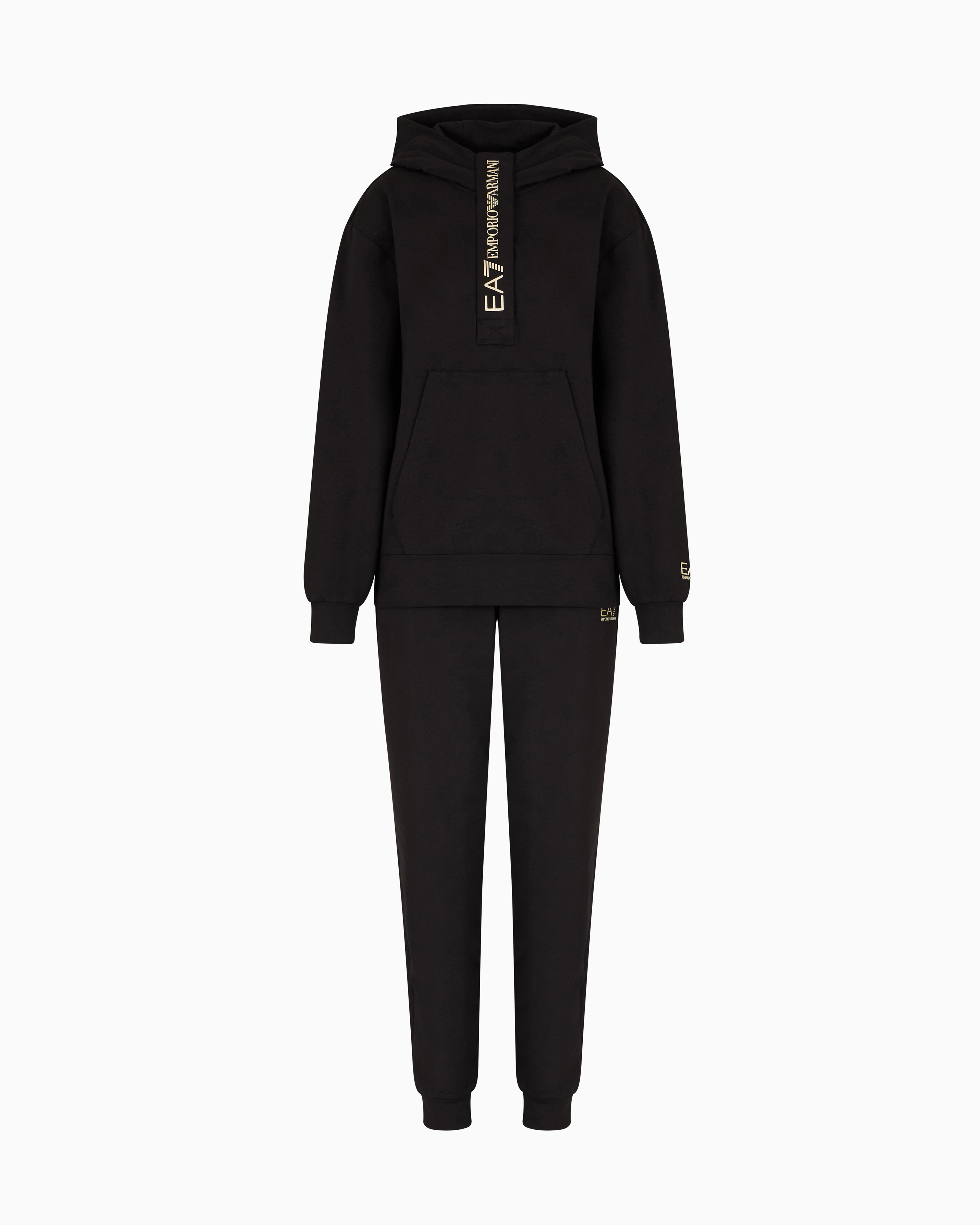 Stretch cotton jersey hooded tracksuit