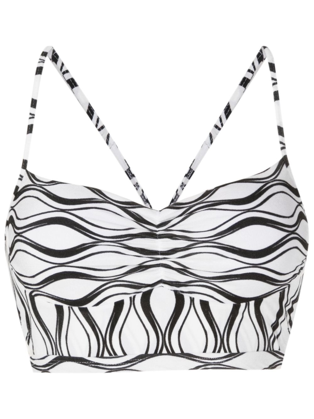 Wave-print crop top - White