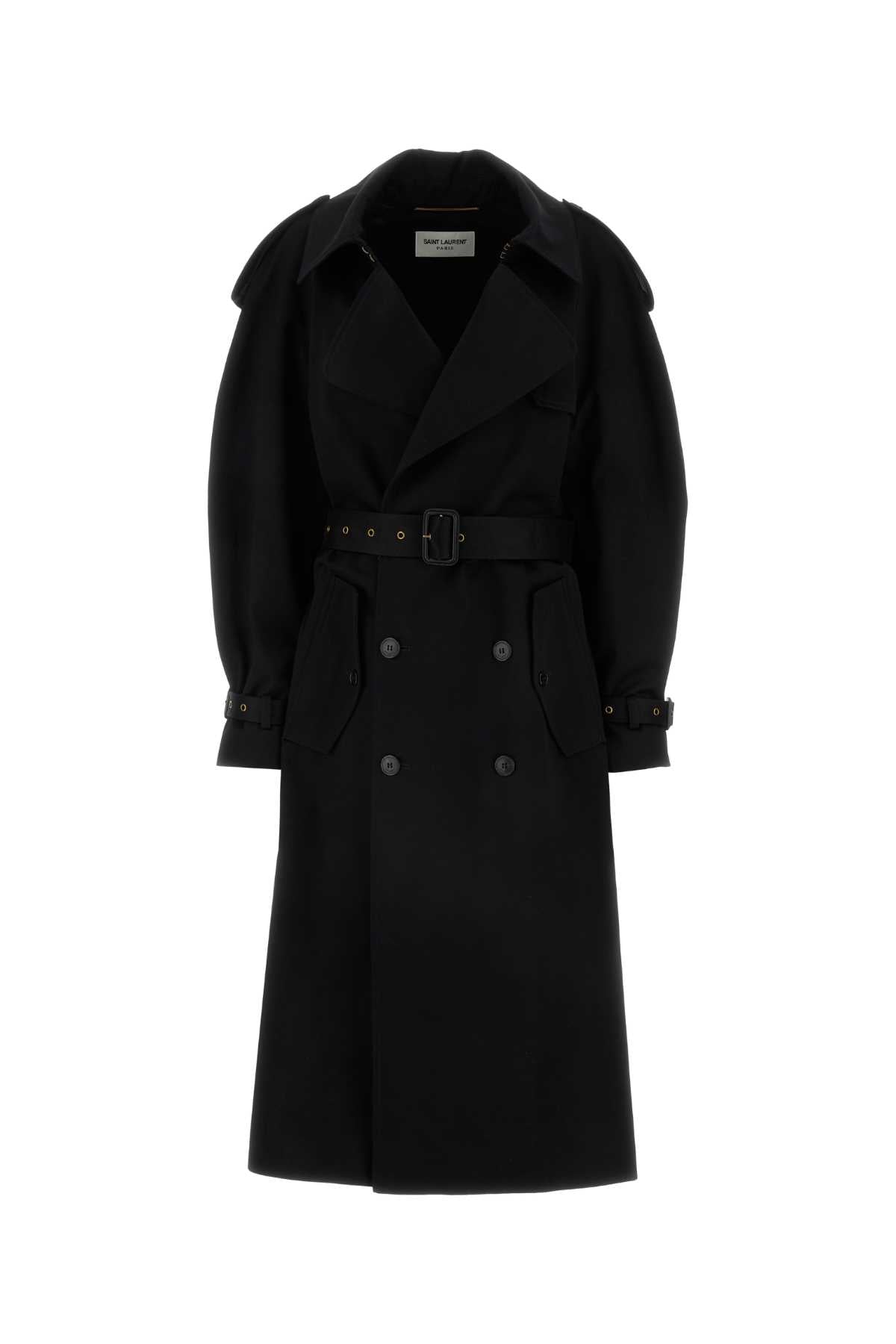 Gabardine Trench Coat — Black