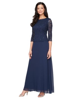 Womens Sequin Embellished Lace Top Gown