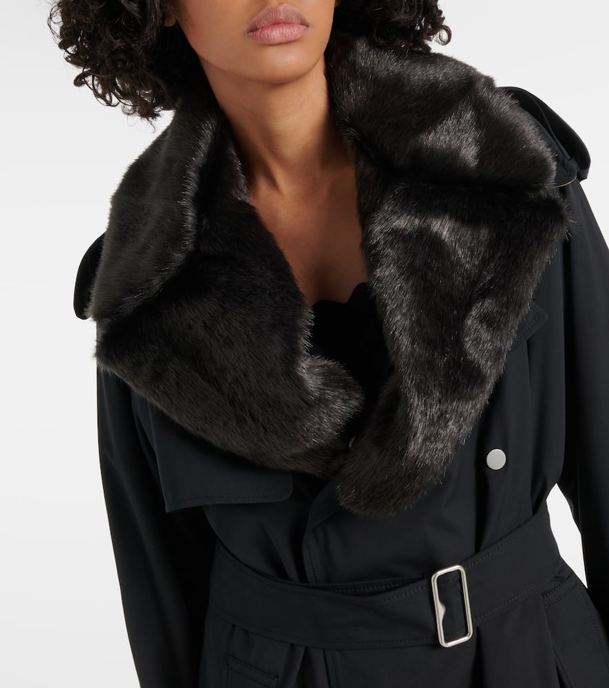 Kennington faux fur-trimmed trench coat