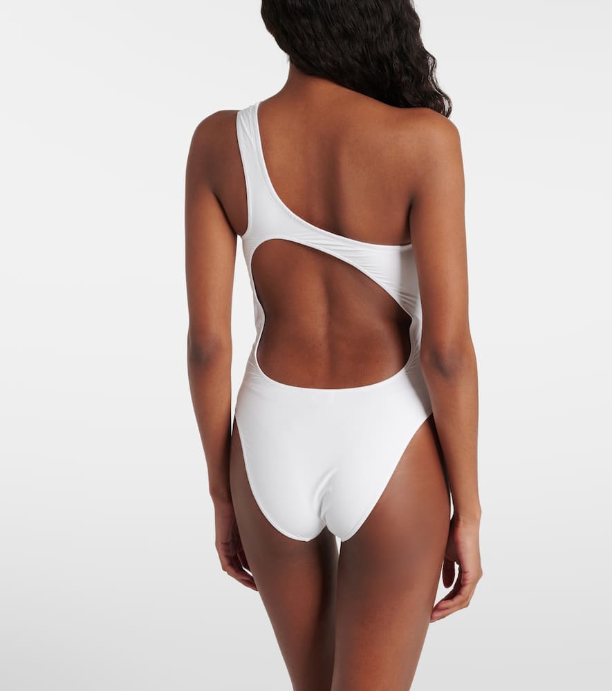 Sage cutout one-shoulder swimsuit