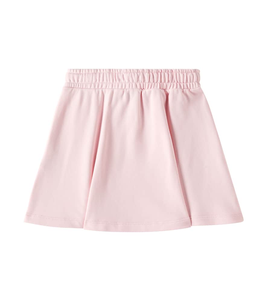 Moschino Kids Logo bow-detail pleated cotton skirt