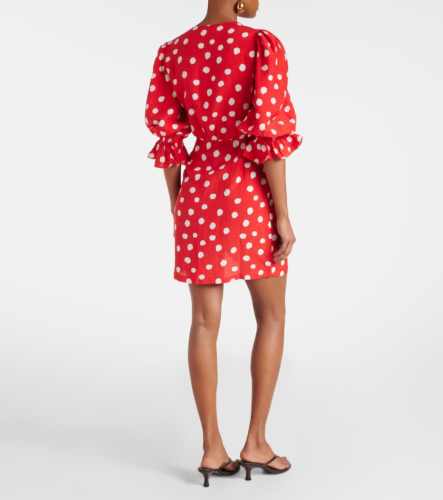 Polka-dot ruffled minidress
