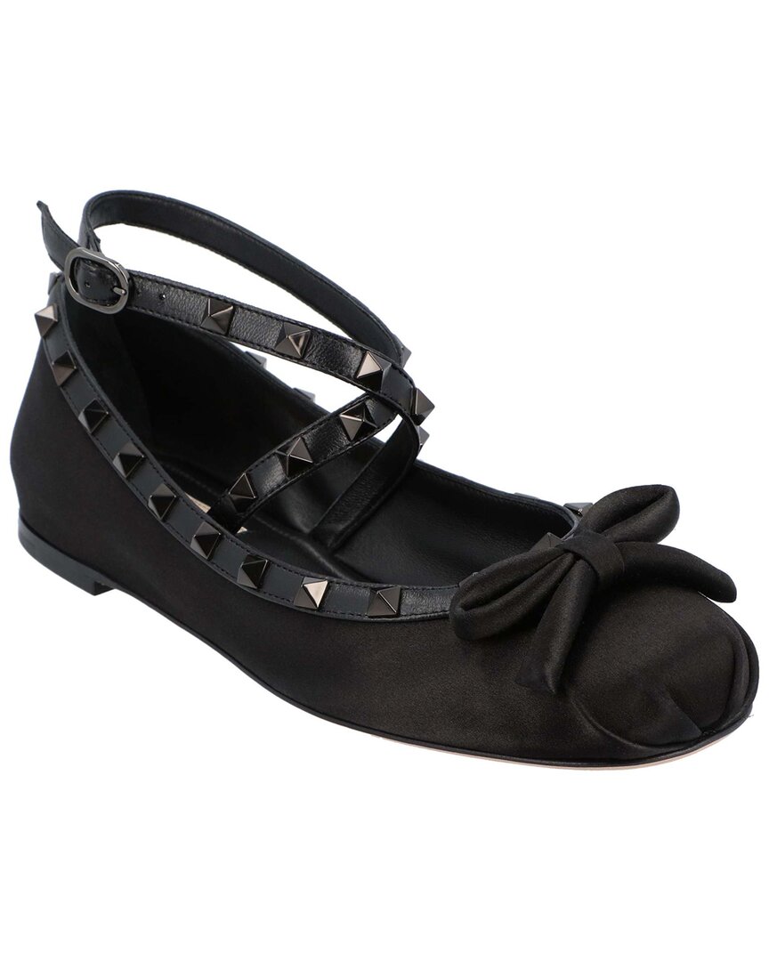 Women's Satin Rockstud Ballerina Flat, Never Worn (Authentic Pre-  Loved)