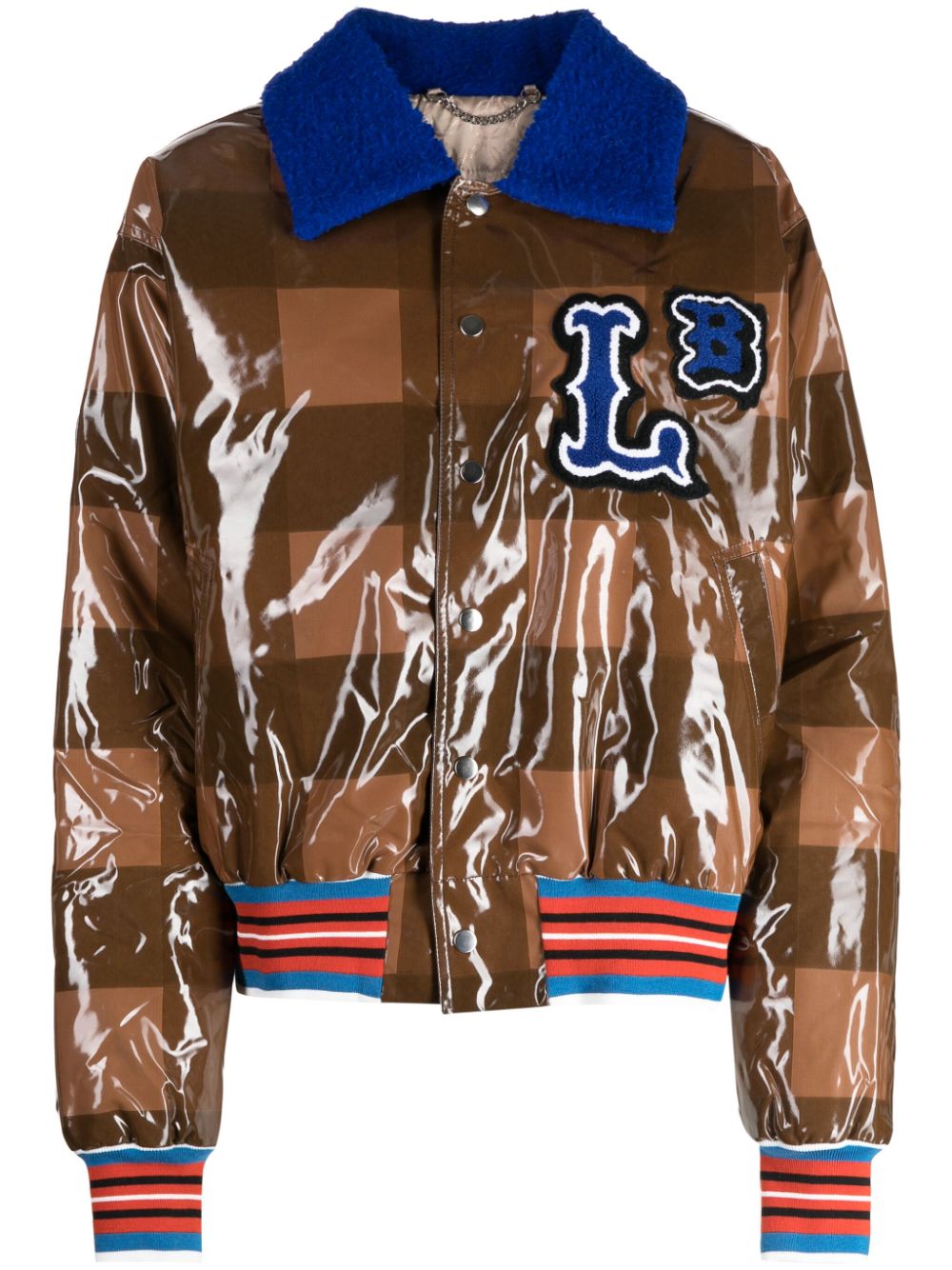 Checked varsity bomber jacket - Brown