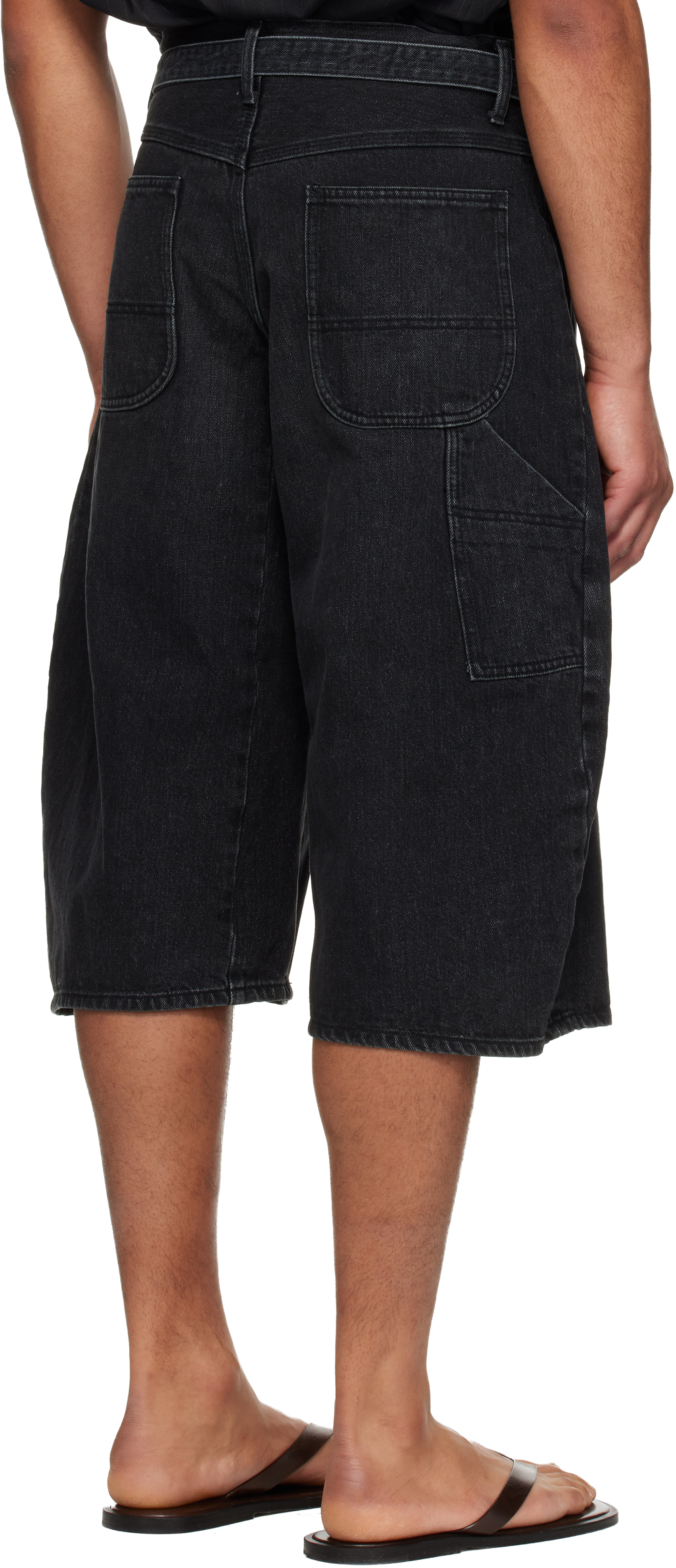 Black Faded Denim Shorts