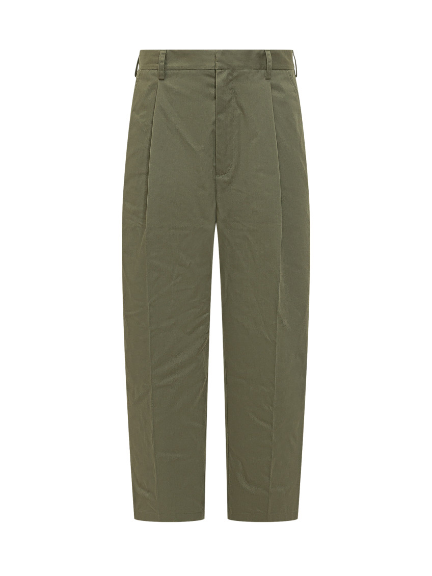 Green Straight Flat Front Pants