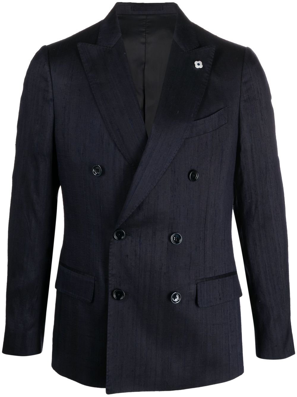 Double-breasted silk blazer - Blue