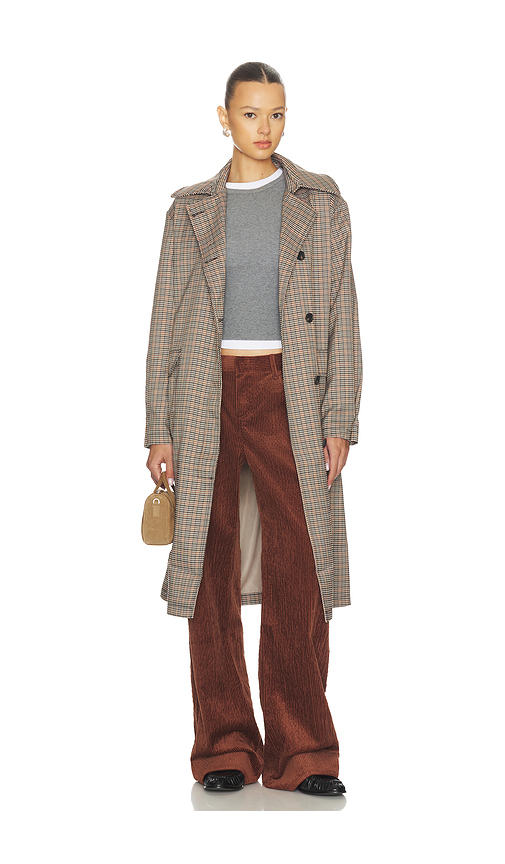 ALL THE WAYS Starling Trench Coat in Brown Plaid in Brown. S. Also in M