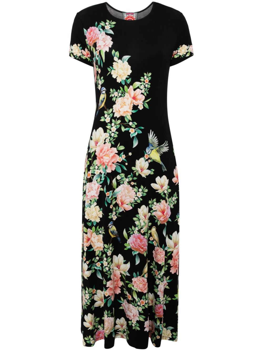 Floral cap sleeve dress - Black