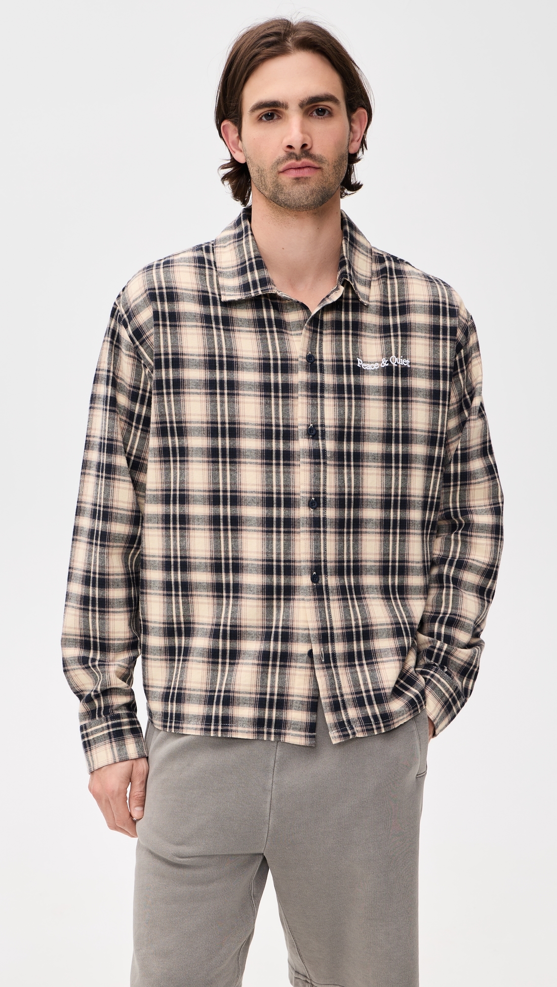 Wordmark Button Up Shirt Navy
