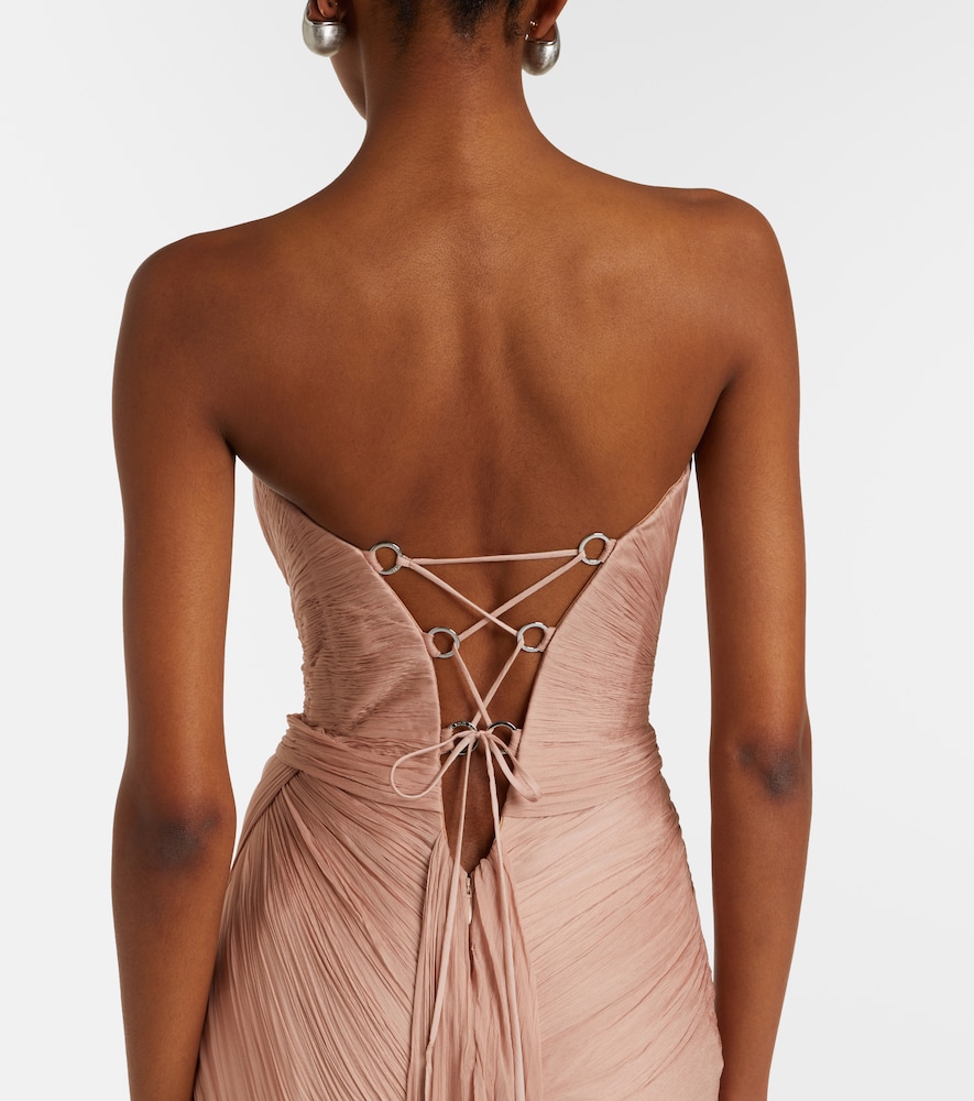 Ananda pleated silk muslin bustier gown