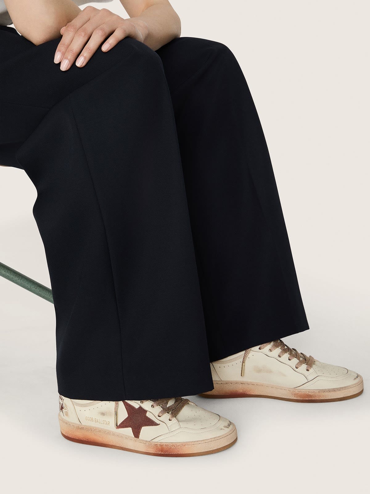 Golden Goose - Women's Ball Star In White Leather With Rust Leather Star And Heel Tab, Woman