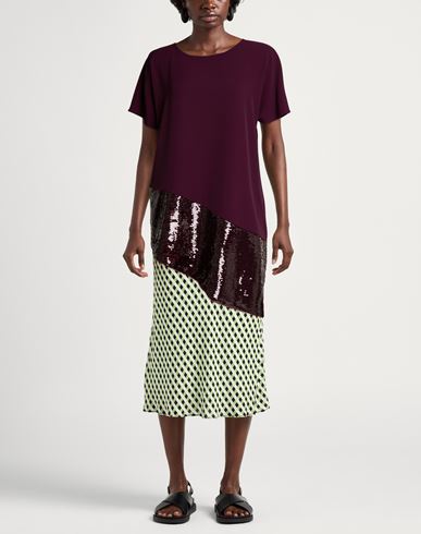 Woman Top Burgundy Size 12 Polyester, Elastane