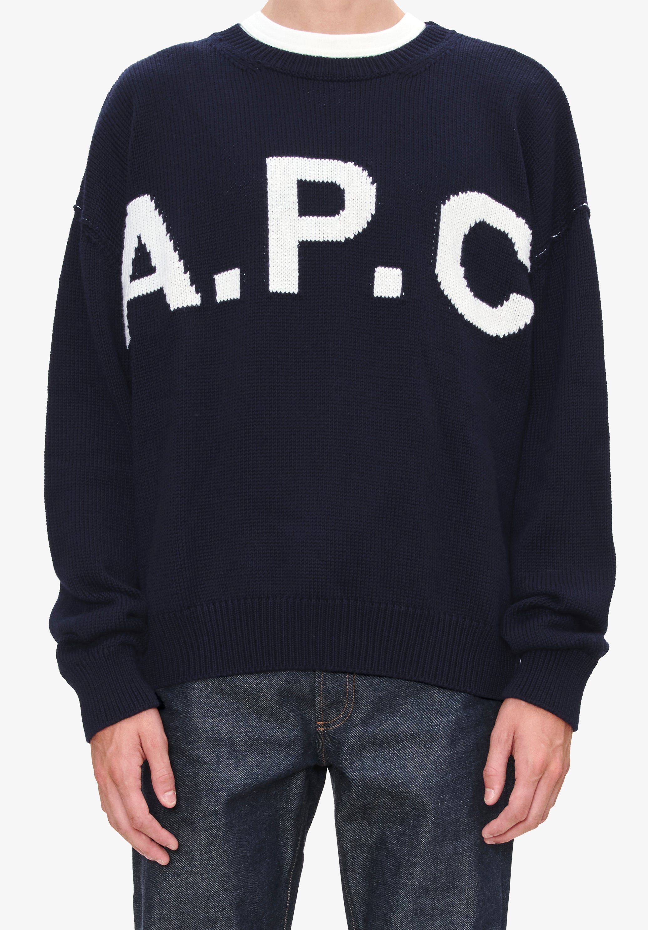 Men's Logo A. P.C. sweater Size: Extra Small in Dark navy blue