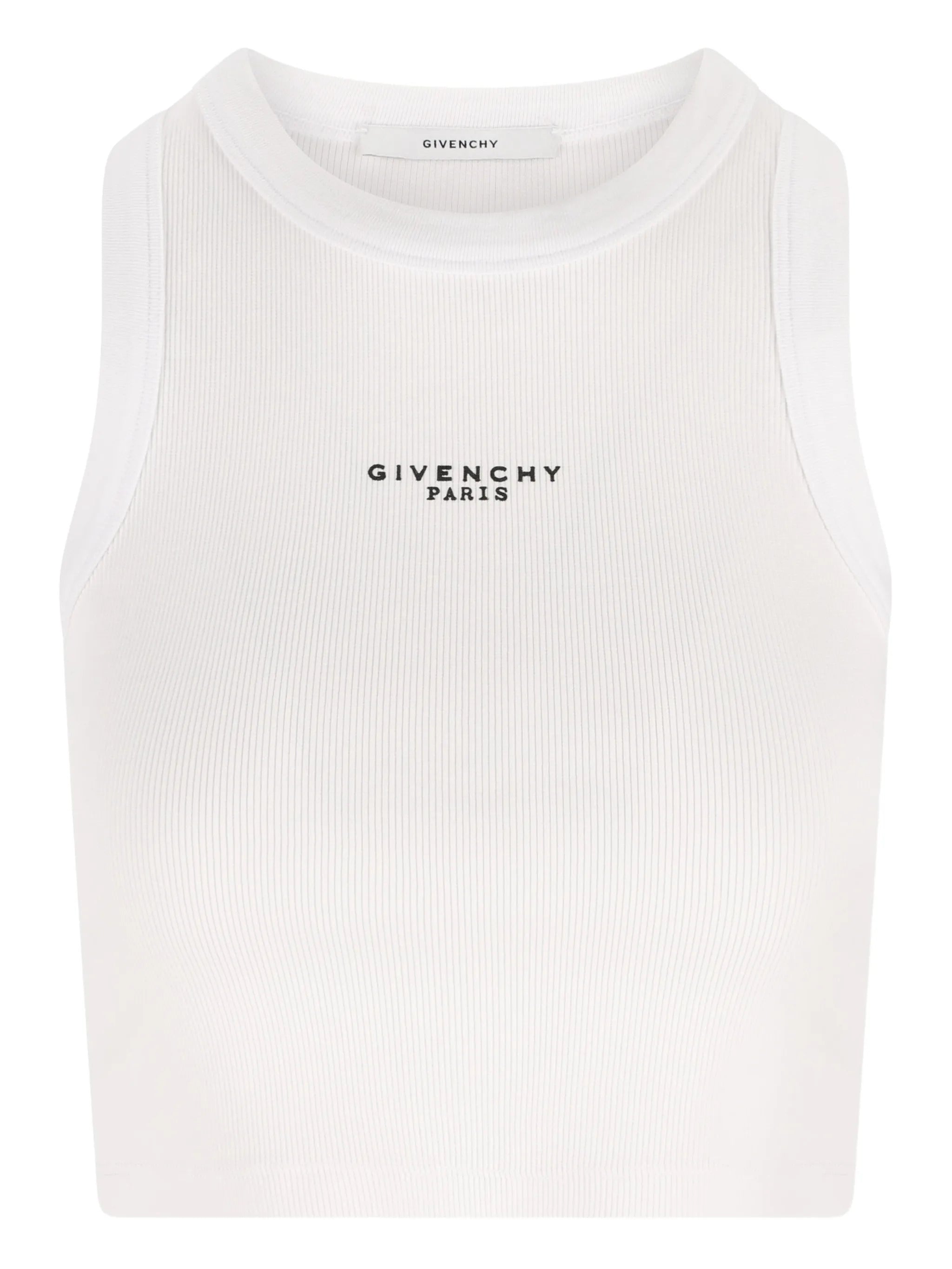 Cropped Tank Top in Cotton with Paris Print