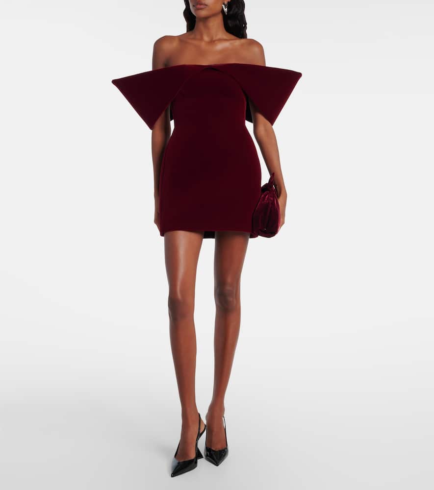 Off-shoulder velvet minidress