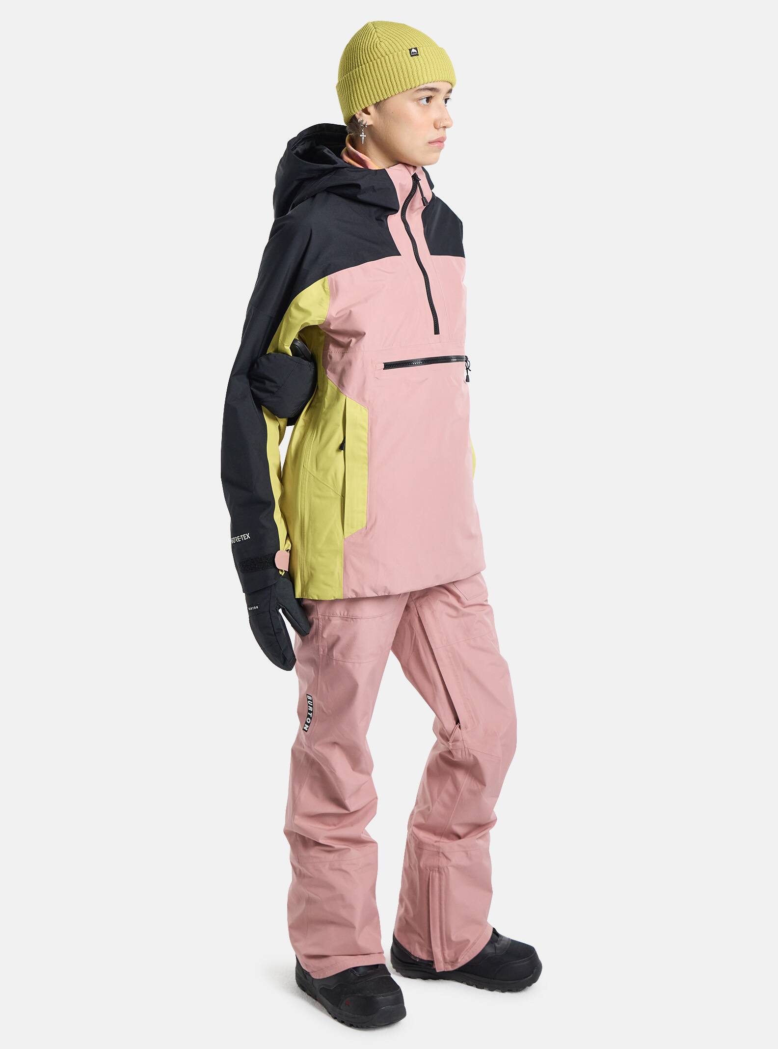 Burton Women's Pillowline GORE-TEX 2L Anorak Jacket, True Black / Powder Blush / Sulfur, S