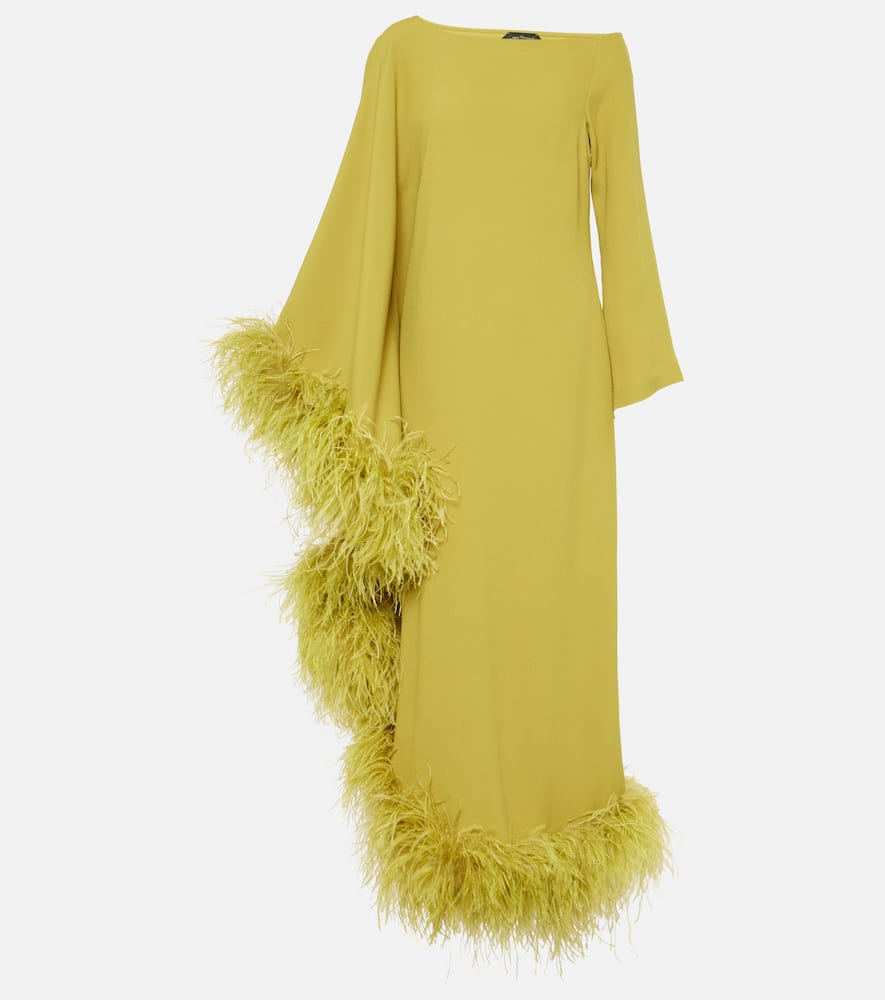 Ubud Extravaganza feather-trimmed gown