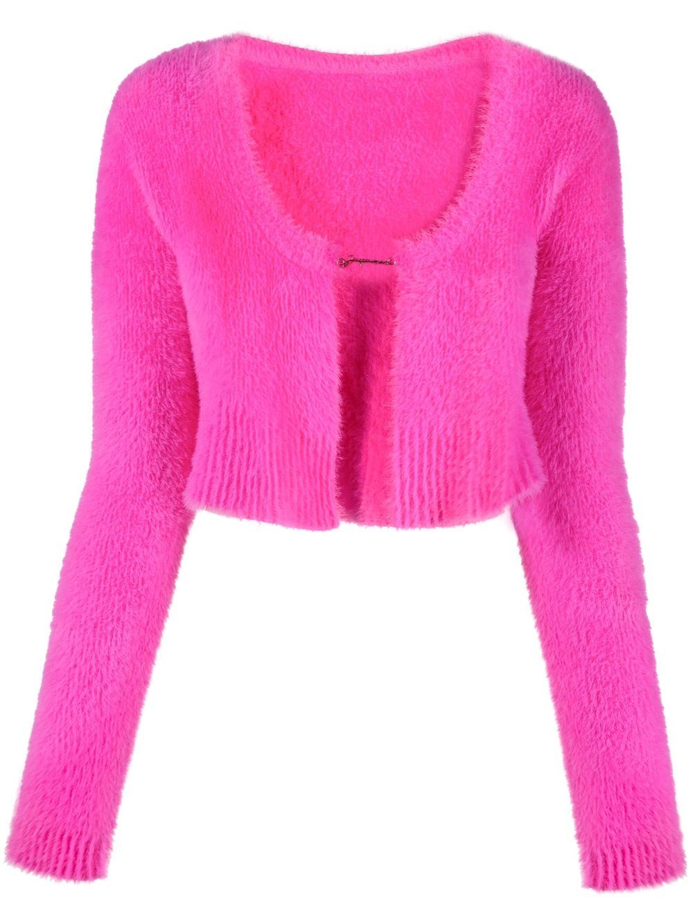 La Maille logo-charm cropped knitted cardigan - Pink
