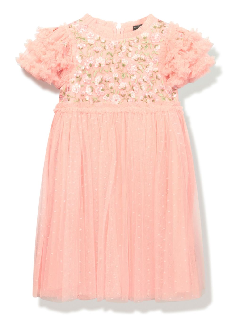 Posy-embroidered midi dress - Pink
