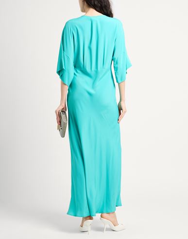 Woman Maxi dress Turquoise Size 4 Acetate, Silk