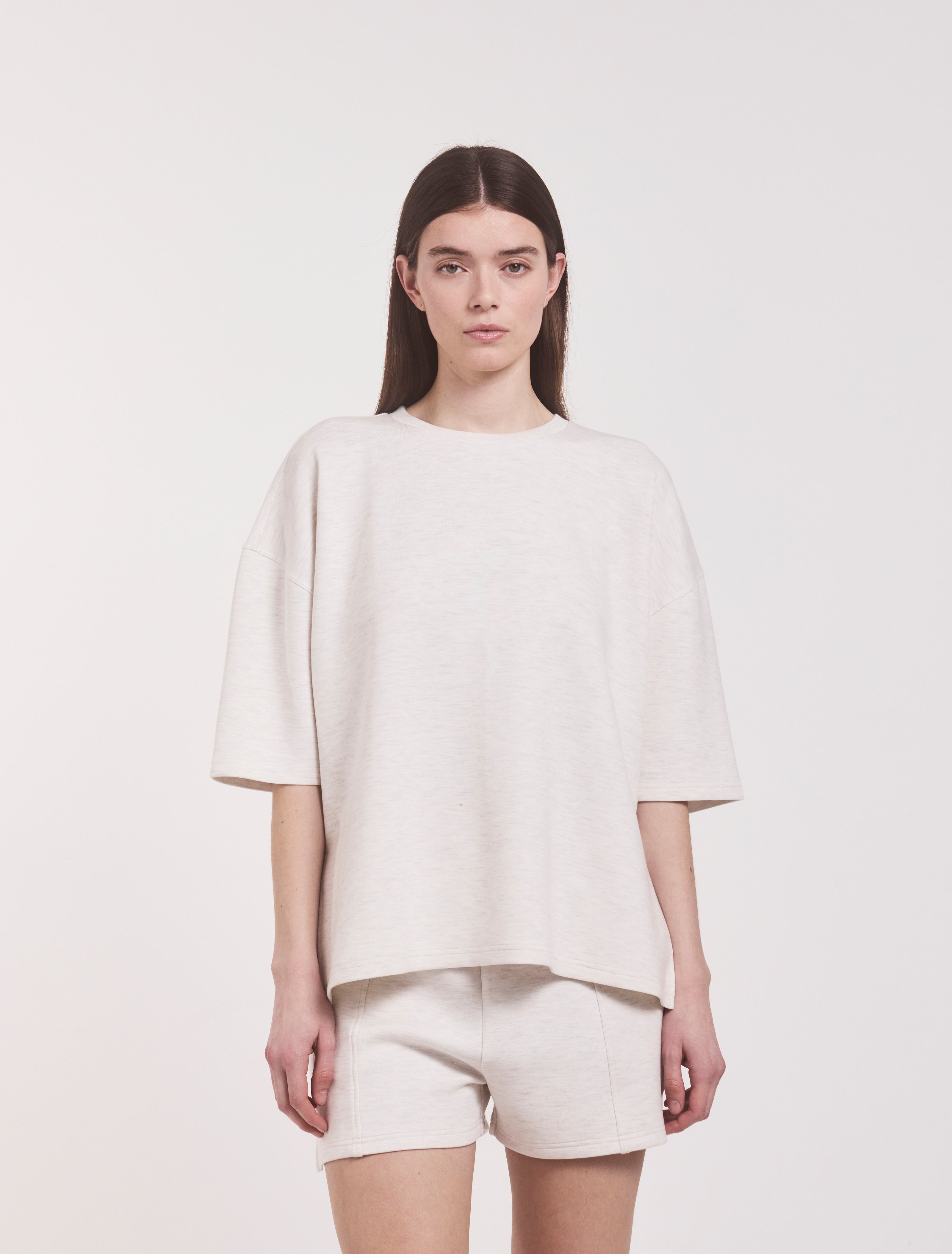 Classic Lounge T-Shirt in Oatmeal Marl - Viscose