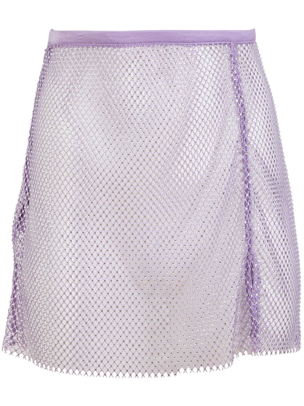 Crystal-embellished fishnet skirt - Purple
